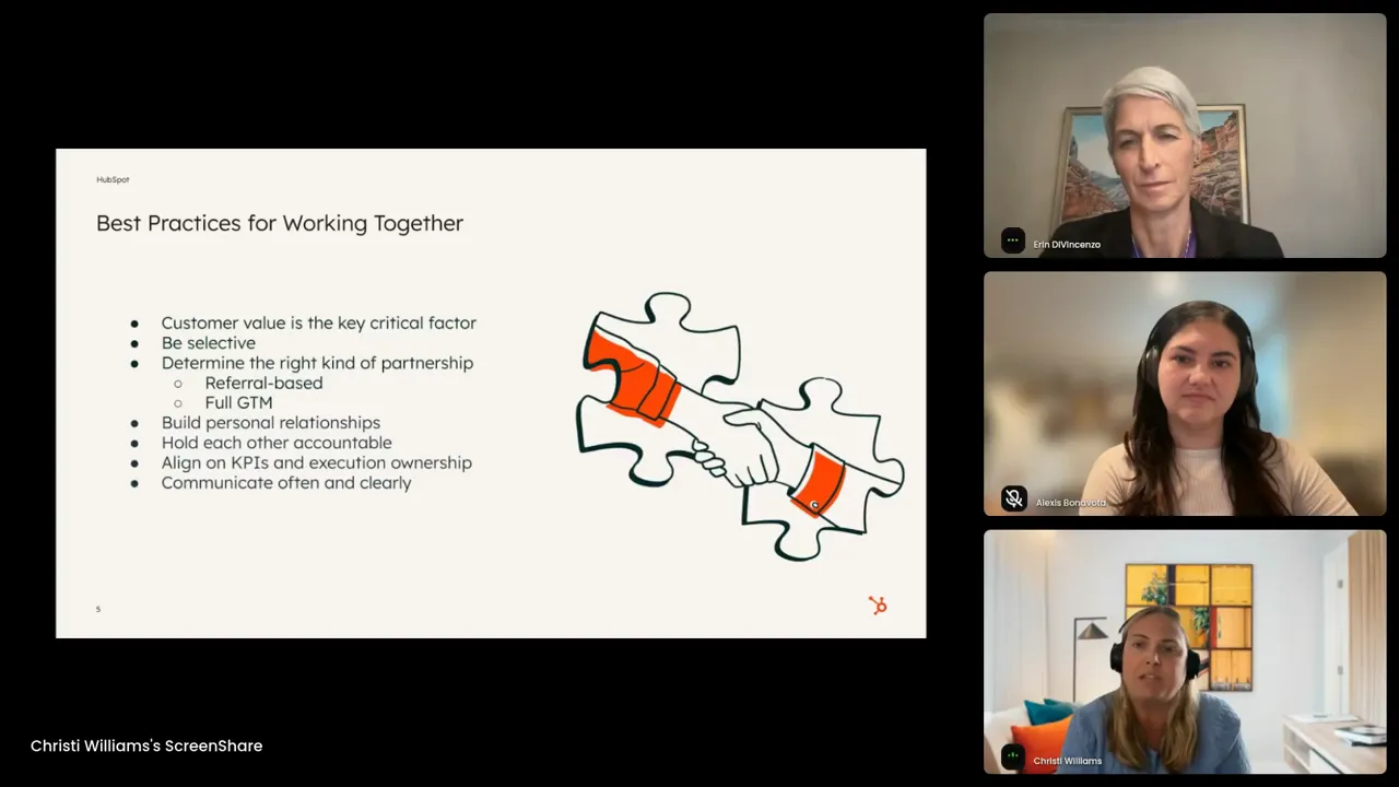 Slide listing best practices for partnerships